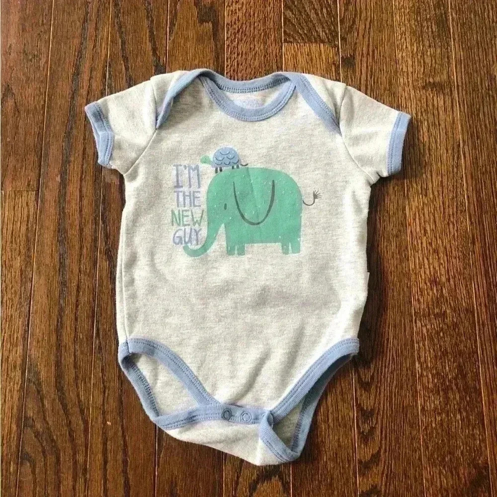 Duck Duck Goose Boys 3-6M Short-Sleeve Elephant/Turtle Graphic Onesie Bodysuit